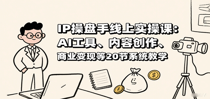 IP操盘手线上实操课：AI工具、内容创作、商业变现等20节系统教学-水水网赚