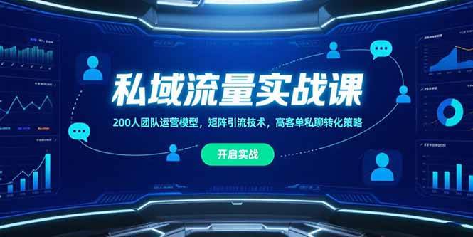 （15403期）私域流量实战课，200人团队运营模型，矩阵引流技术，高客单私聊转化策略-水水网赚