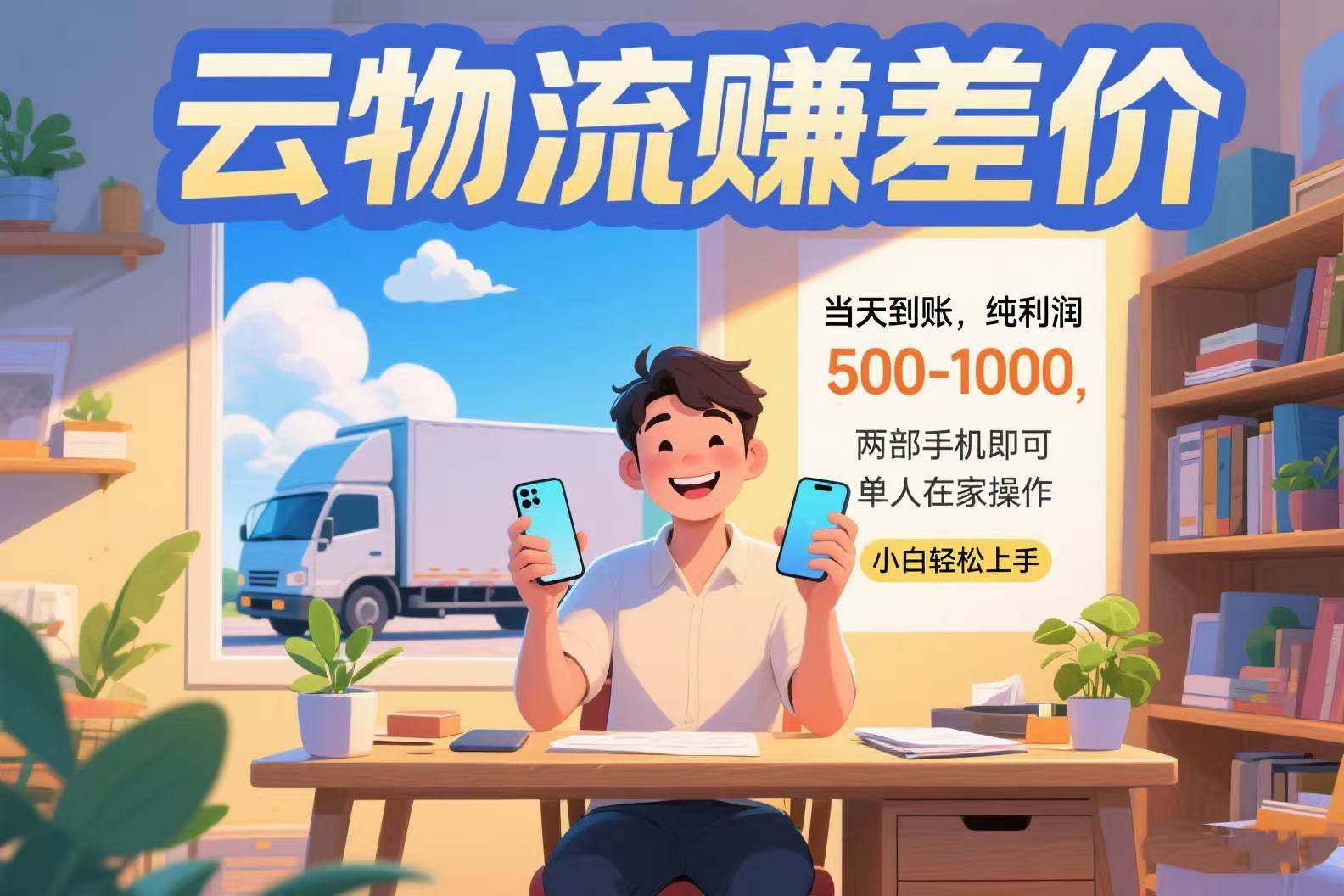 （15492期）云物流赚差价 当天到账纯利润500-1000 两部手机即可 可单人在家操作 小…-水水网赚