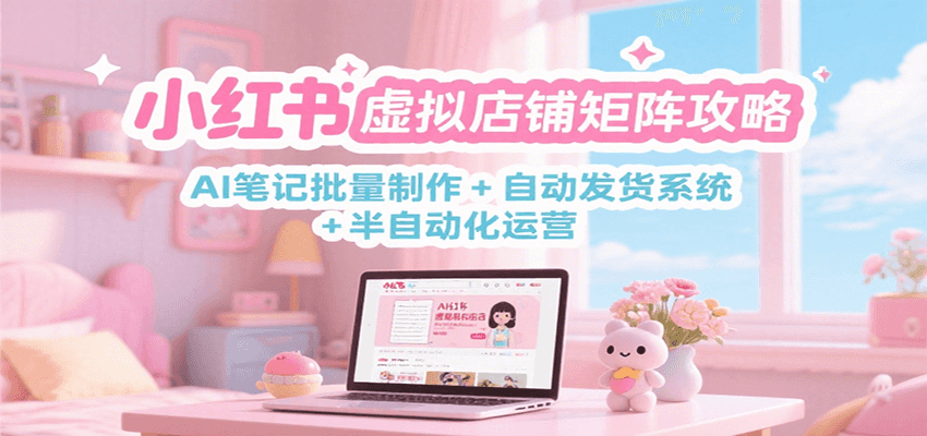 小红书虚拟店铺矩阵攻略：AI笔记批量制作 + 自动发货系统 + 半自动化运营-水水网赚