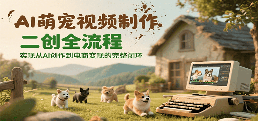 AI萌宠视频制作二创全流程，实现从AI创作到电商变现的完整闭环-水水网赚