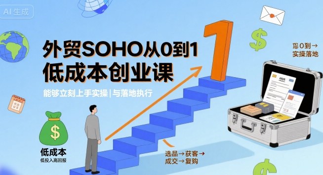 外贸SOHO从0到1低成本创业课，能够立刻上手实操与落地执行-水水网赚