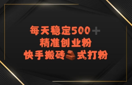 快手搬砖式打粉，每天稳定500+精准创业粉-水水网赚