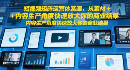 短视频矩阵运营体系课，从素材+内容生产角度快速放大你的商业结果-水水网赚