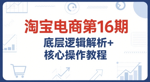 淘宝电商第16期，底层逻辑解析+核心操作教程，运营、推广提升能力的必学课程+配套资料-水水网赚