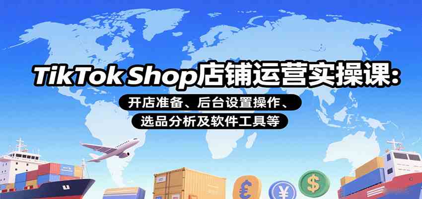 TikTok Shop店铺运营实操课：开店准备、后台设置操作、选品分析及软件工具等-水水网赚