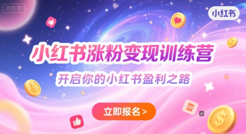 小红书涨粉变现训练营，开启你的小红书盈利之路-水水网赚