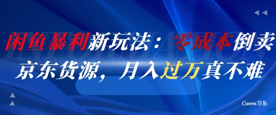 闲鱼暴利新玩法：零成本倒卖京东货源，月入过1W真不难-水水网赚