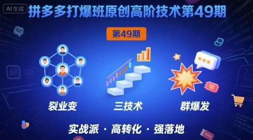 拼多多打爆班原创高阶技术第49期，拼多多裂变+阶梯+群爆-水水网赚