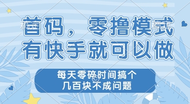 首码零撸项目，有快手就可以做，每天业务时间搞个几张不是问题【揭秘】-水水网赚
