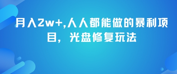 月入2w+，人人都能做的暴利项目，光盘修复玩法-水水网赚