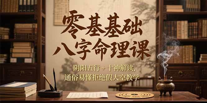 （15283期）零基础八字命理课，阴阳五行+十神解读，通俗易懂拒绝假大空教学-水水网赚