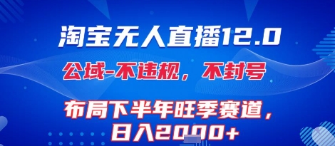 淘宝无人直播12.0，不封号，不违规，布局下半年旺季赛道，日入1k+(独家技术)【揭秘】-水水网赚
