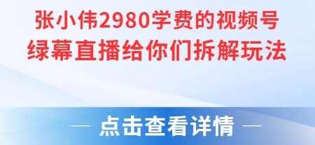 张小伟2980付费额视频号绿幕直播给你们拆解玩法-水水网赚