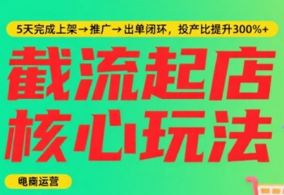 淘宝截流快速起店玩法，掌握暴力快速起店的流程，5天完成上架-推广-出单闭环-水水网赚