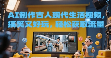 AI制作古人现代生活视频，搞笑又好玩，轻松获取流量-水水网赚