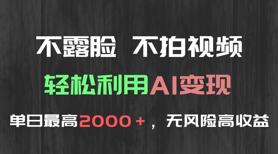 （15034期）不露脸，不拍视频，轻松利用AI变现，单日最高2000＋，无风险高利润-水水网赚