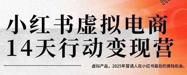 小红书虚拟电商14天变现训练营，虚拟产品，2025年普通人在小红书最后的搞钱机会-水水网赚