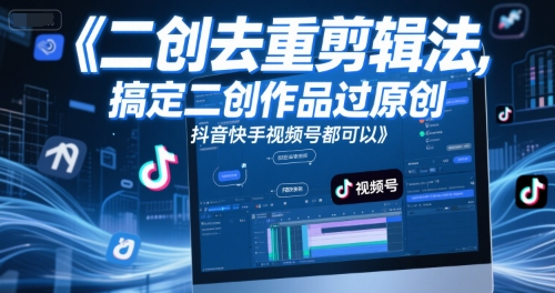 短视频二创去重剪辑法，搞定二创作品过原创，抖音快手视频号都可以-水水网赚