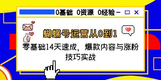 （15125期）蝴蝶号运营从0到1，零基础14天速成，爆款内容与涨粉技巧实战-水水网赚
