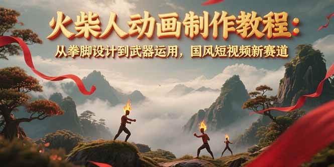 （15171期）火柴人动画制作教程：从拳脚设计到武器运用，国风短视频新赛道-水水网赚
