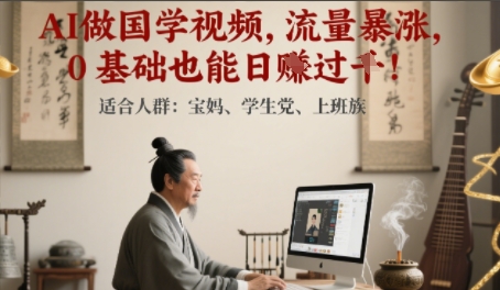 AI做国学视频，流量暴涨 ，0 基础也能日入多张-水水网赚