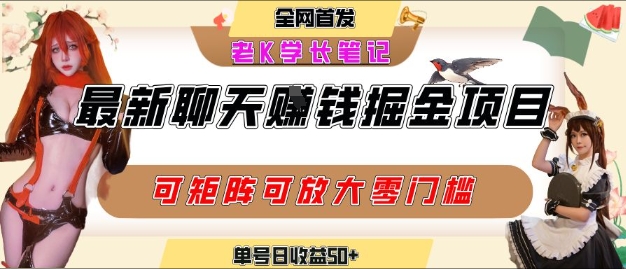 聊天掘金项目，可矩阵起号，适合工作室，个人宝妈，单号日收益50+，零门槛，小白也能轻松上手-水水网赚