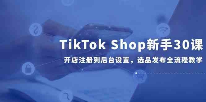 TikTok Shop新手30课，开店注册到后台设置，选品发布全流程教学-水水网赚