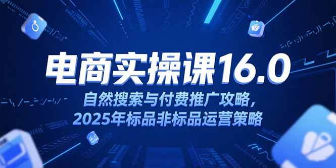 （15262期）淘宝电商运营课16.0，自然搜索与付费推广攻略，2025年标品非标品运营策略-水水网赚