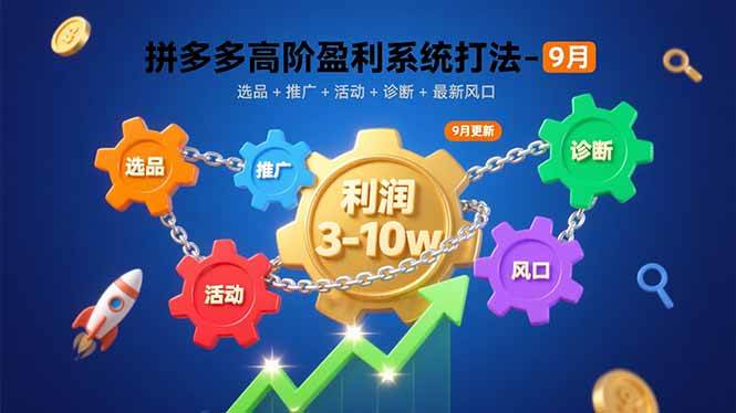 （15916期）拼多多高阶盈利系统打法-9月：选品+推广+活动+诊断+最新风口，月利润3-10w-水水网赚