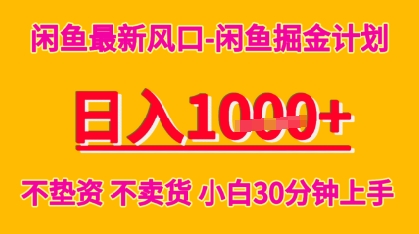 闲鱼最新风口-闲鱼掘金计划，日入多张，不垫资不卖货，小白30分钟上手-水水网赚