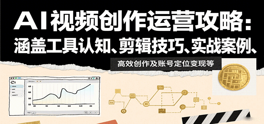 AI视频创作运营攻略：涵盖工具认知、剪辑技巧、实战案例、高效创作及账号定位变现等-水水网赚