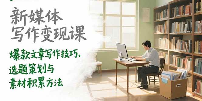 （15345期）新媒体写作变现课，爆款文章写作技巧，选题策划与素材积累方法-水水网赚