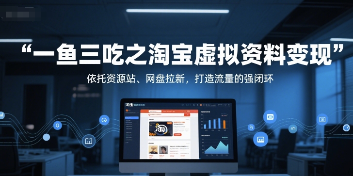 一鱼三吃之淘宝虚拟资料变现，依托资源站、网盘拉新，打造流量的强闭环-水水网赚
