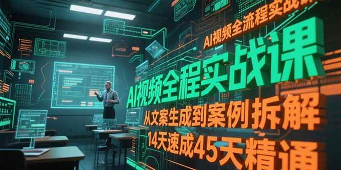（15172期）AI视频全流程实战课，从文案生成到案例拆解，14天速成45天精通-水水网赚