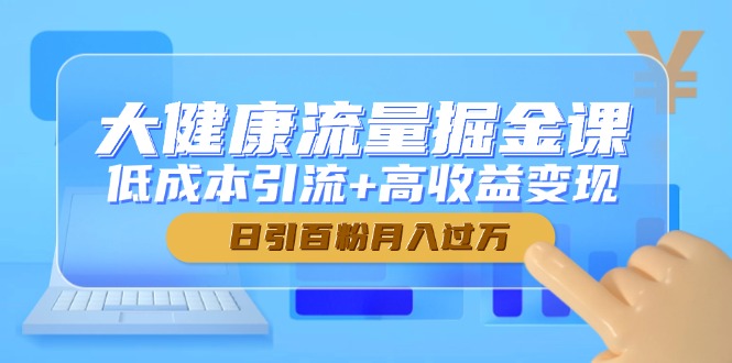 大健康流量掘金课，低成本引流+高收益变现，日引百粉月入过万-水水网赚