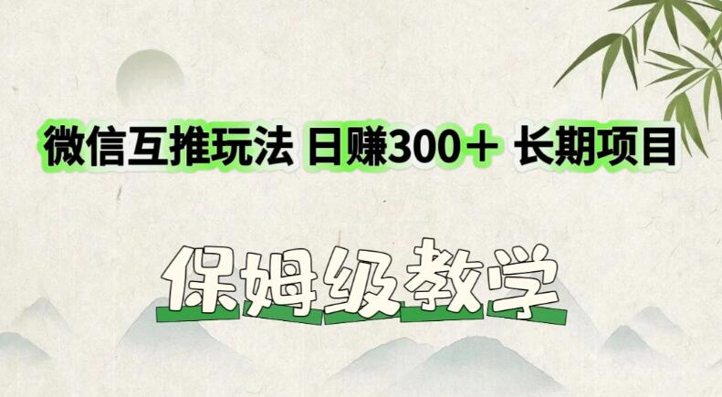 价值3980的微信互推玩法，日赚300＋，长期项目-水水网赚
