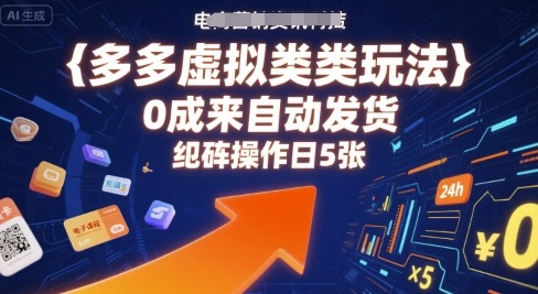 多多虚拟类目玩法，0成本全自动发货，矩阵操作日5张-水水网赚