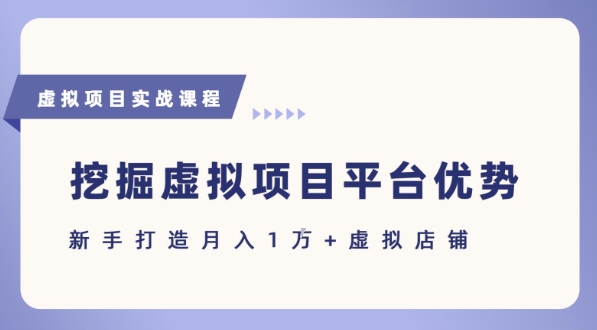 抓住虚拟项目各平台优势，新手轻松月入1W+(给出具体建议)-水水网赚