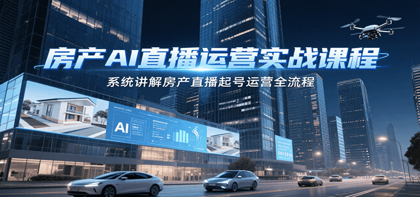 房产AI直播运营实战课程，系统讲解房产直播起号运营全流程-水水网赚