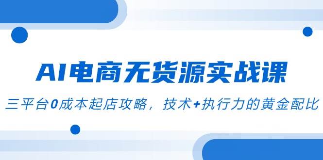 （14982期）AI电商无货源实战课，三平台0成本起店攻略，技术+执行力的黄金配比-水水网赚