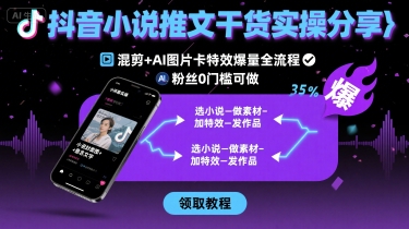抖音小说推文干货实操分享，混剪+AI图片卡特效爆量全流程，0粉丝0门槛可做-水水网赚