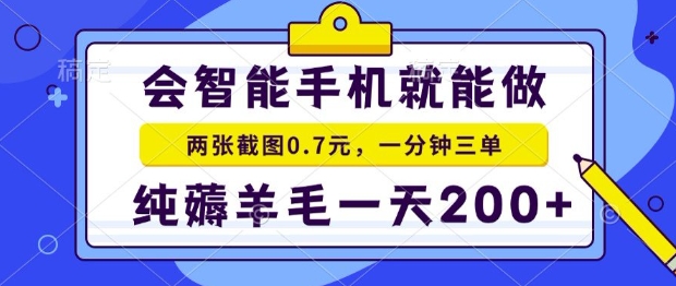 2025年零撸手机项目，二十秒一单，纯薅羊毛，一天200+做就有【揭秘】-水水网赚