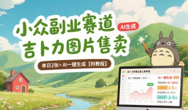 小众副业赛道 吉卜力图片售卖 单日2张+ AI一键生成【附教程】-水水网赚