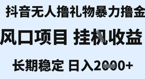 最新风口抖音无人暴力撸金技术，不违规不封号，一个小时收益2k+，小白当天拿结果【揭秘】-水水网赚